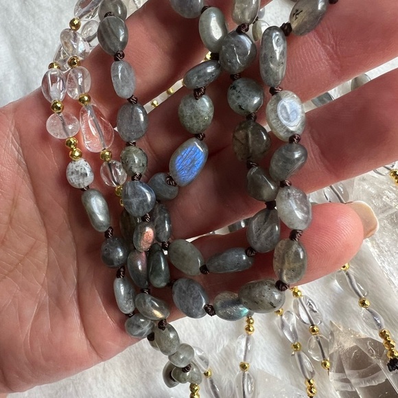 LAST ONE! DT Power Quartz + Labradorite Mala Pendant Necklace - Picture 8 of 10
